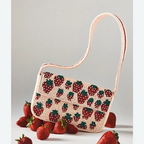 Anthropologie Handbags - Anthropologie The Fiona Beaded Bag: Food & Drink Edition Strawberry Fields